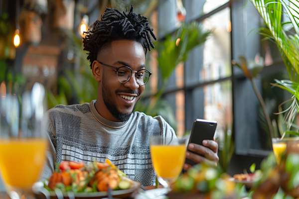 jeune homme avec son téléphone