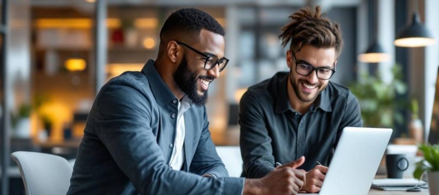 collaborateurs discutant de la stratégie web